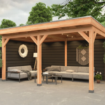 ( Locatie Heerenveen ) Overkapping met overstek 300x600cm incl zij- en